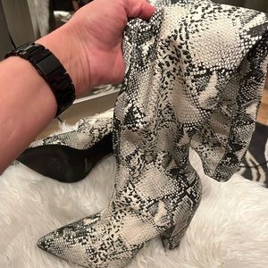 Over the knee snakeskin boots not leather